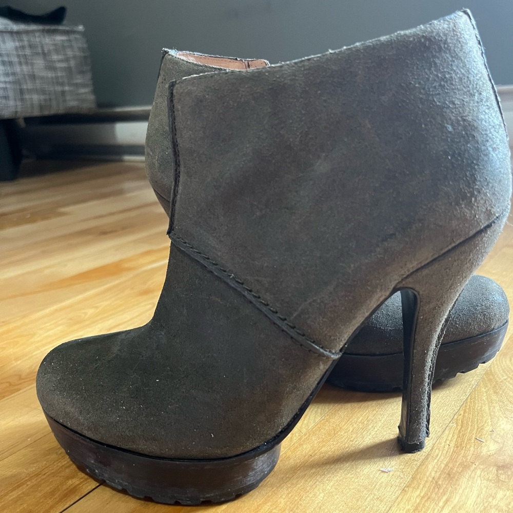 Modern Vintage Booties Taupe Suede